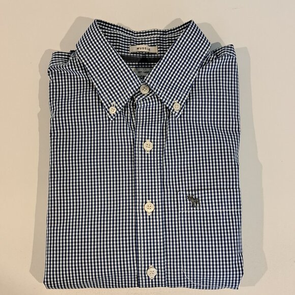 Abercrombie & Fitch Men's Small Long Sleeve Button Down Muscle Fit Plaid Shirt - Picture 15 of 15